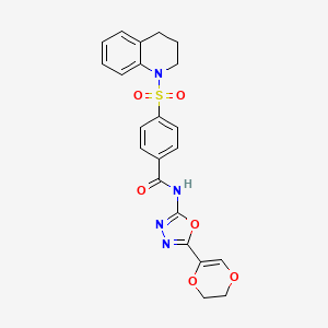 N-(5-(5,6-dihydro-1,4-dioxin-2-yl)-1,3,4-oxadiazol-2-yl)-4-((3,4-dihydroquinolin-1(2H)-yl)sulfonyl)benzamide