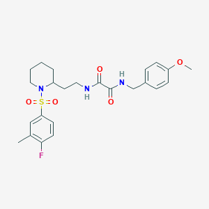 molecular formula C24H30FN3O5S B2712328 N1-(2-(1-((4-氟-3-甲基苯基)磺酰哌啶-2-基)乙基)-N2-(4-甲氧基苯甲基)草酰胺 CAS No. 898406-84-3