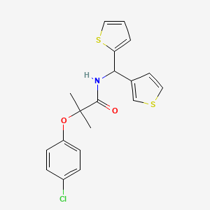 2-(4-chlorophenoxy)-2-methyl-N-(thiophen-2-yl(thiophen-3-yl)methyl)propanamide