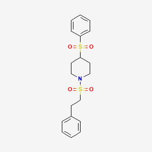 molecular formula C19H23NO4S2 B2712331 1-(Phenethylsulfonyl)-4-(phenylsulfonyl)piperidine CAS No. 1797836-03-3