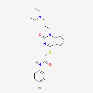 N-(4-bromophenyl)-2-((1-(3-(diethylamino)propyl)-2-oxo-2,5,6,7-tetrahydro-1H-cyclopenta[d]pyrimidin-4-yl)thio)acetamide