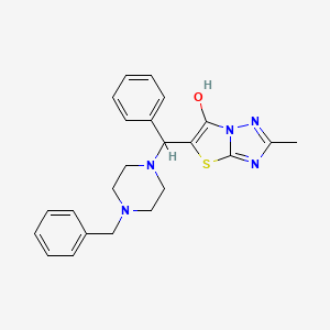 molecular formula C23H25N5OS B2712336 5-((4-Benzylpiperazin-1-yl)(phenyl)methyl)-2-methylthiazolo[3,2-b][1,2,4]triazol-6-ol CAS No. 851809-08-0