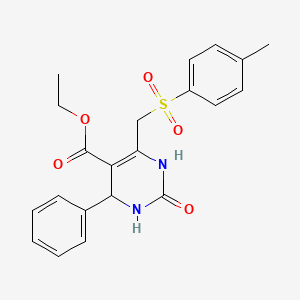 molecular formula C21H22N2O5S B2712337 Ethyl 6-[(4-methylbenzenesulfonyl)methyl]-2-oxo-4-phenyl-1,2,3,4-tetrahydropyrimidine-5-carboxylate CAS No. 866349-07-7