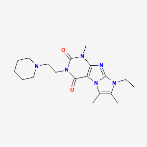 B2712349 8-ethyl-1,6,7-trimethyl-3-(2-(piperidin-1-yl)ethyl)-1H-imidazo[2,1-f]purine-2,4(3H,8H)-dione CAS No. 878412-92-1