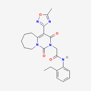 molecular formula C22H25N5O4 B2712355 N-(2-乙基苯基)-2-[4-(5-甲基-1,2,4-噁二唑-3-基)-1,3-二氧代-3,5,6,7,8,9-六氢嘧啶并[1,6-a]氮杂环庚烷-2(1H)-基]乙酰胺 CAS No. 1775310-01-4