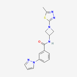 molecular formula C16H16N6OS B2712359 N-[1-(5-Methyl-1,3,4-thiadiazol-2-yl)azetidin-3-yl]-3-pyrazol-1-ylbenzamide CAS No. 2415634-08-9