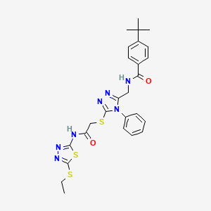 4-tert-butyl-N-[[5-[2-[(5-ethylsulfanyl-1,3,4-thiadiazol-2-yl)amino]-2-oxoethyl]sulfanyl-4-phenyl-1,2,4-triazol-3-yl]methyl]benzamide