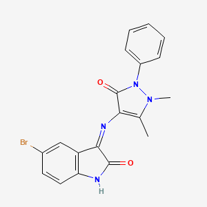 (3Z)-5-bromo-3-[(1,5-dimethyl-3-oxo-2-phenyl-2,3-dihydro-1H-pyrazol-4-yl)imino]-2,3-dihydro-1H-indol-2-one