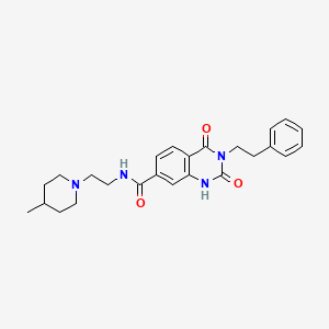 molecular formula C25H30N4O3 B2712383 N-[2-(4-methylpiperidin-1-yl)ethyl]-2,4-dioxo-3-(2-phenylethyl)-1,2,3,4-tetrahydroquinazoline-7-carboxamide CAS No. 892284-01-4