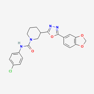 molecular formula C21H19ClN4O4 B2712384 3-(5-(benzo[d][1,3]dioxol-5-yl)-1,3,4-oxadiazol-2-yl)-N-(4-chlorophenyl)piperidine-1-carboxamide CAS No. 1171626-48-4