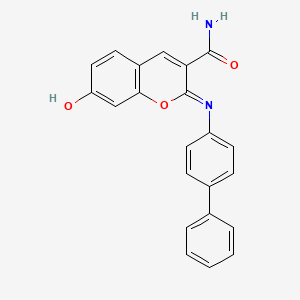 (2Z)-2-(biphenyl-4-ylimino)-7-hydroxy-2H-chromene-3-carboxamide