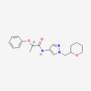 2-phenoxy-N-(1-((tetrahydro-2H-pyran-2-yl)methyl)-1H-pyrazol-4-yl)propanamide