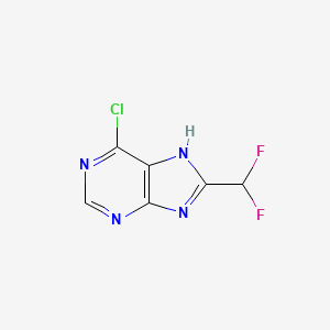 molecular formula C6H3ClF2N4 B2712396 6-Chloro-8-(difluoromethyl)-7H-purine CAS No. 2139677-45-3