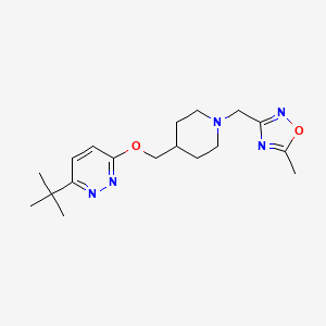 molecular formula C18H27N5O2 B2712397 3-[[4-[(6-Tert-butylpyridazin-3-yl)oxymethyl]piperidin-1-yl]methyl]-5-methyl-1,2,4-oxadiazole CAS No. 2320571-90-0