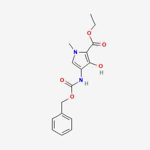 molecular formula C16H18N2O5 B2712398 Ethyl 4-Benzyloxycarbonylamino-3-hydroxy-1-methyl-1H-pyrrole-2-carboxylate CAS No. 212184-25-3