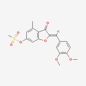 molecular formula C19H18O7S B2712417 (2Z)-2-(3,4-二甲氧基苯甲基亚甲基)-4-甲基-3-氧代-2,3-二氢-1-苯并呋喃-6-基甲磺酸盐 CAS No. 903867-37-8
