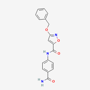 molecular formula C18H15N3O4 B2712420 3-(苄氧基)-N-(4-羧酰苯基)异噁唑-5-羧酰胺 CAS No. 1421499-53-7