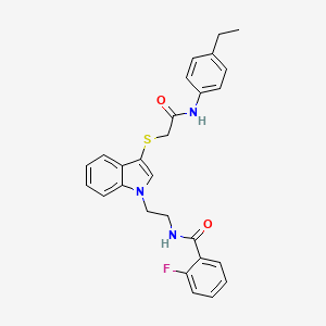 N-(2-(3-((2-((4-ethylphenyl)amino)-2-oxoethyl)thio)-1H-indol-1-yl)ethyl)-2-fluorobenzamide