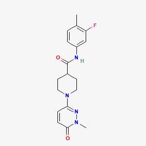 molecular formula C18H21FN4O2 B2712428 N-(3-氟-4-甲基苯基)-1-(1-甲基-6-氧代-1,6-二氢吡啶-3-基)哌啶-4-甲酰胺 CAS No. 1421477-90-8