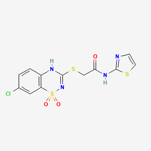 2-((7-chloro-1,1-dioxido-4H-benzo[e][1,2,4]thiadiazin-3-yl)thio)-N-(thiazol-2-yl)acetamide