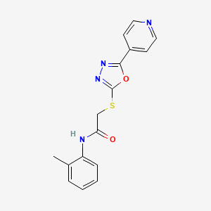 molecular formula C16H14N4O2S B2712436 2-((5-(吡啶-4-基)-1,3,4-噁二唑-2-基)硫基)-N-(邻甲苯基)乙酰胺 CAS No. 539812-53-8