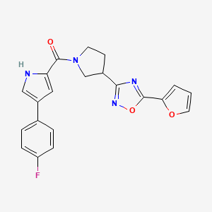 molecular formula C21H17FN4O3 B2712440 (4-(4-氟苯基)-1H-吡咯-2-基)(3-(5-(呋喃-2-基)-1,2,4-噁二唑-3-基)吡咯烷-1-基)甲酮 CAS No. 2034284-01-8