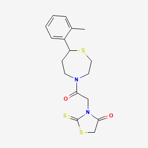 molecular formula C17H20N2O2S3 B2712450 3-(2-氧代-2-(7-(邻甲苯基)-1,4-噻杂丙烷-4-基)乙基)-2-硫代噻唑烷-4-酮 CAS No. 1705250-62-9