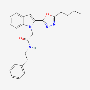 molecular formula C24H26N4O2 B2712462 2-(2-(5-butyl-1,3,4-oxadiazol-2-yl)-1H-indol-1-yl)-N-phenethylacetamide CAS No. 955544-14-6