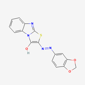 molecular formula C16H10N4O3S B2712465 (Z)-2-(2-(benzo[d][1,3]dioxol-5-yl)hydrazono)benzo[4,5]imidazo[2,1-b]thiazol-3(2H)-one CAS No. 314244-57-0