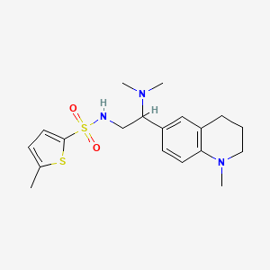molecular formula C19H27N3O2S2 B2712467 N-(2-(dimethylamino)-2-(1-methyl-1,2,3,4-tetrahydroquinolin-6-yl)ethyl)-5-methylthiophene-2-sulfonamide CAS No. 946342-49-0
