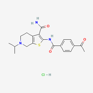 molecular formula C20H24ClN3O3S B2712469 2-(4-Acetylbenzamido)-6-isopropyl-4,5,6,7-tetrahydrothieno[2,3-c]pyridine-3-carboxamide hydrochloride CAS No. 1217036-98-0