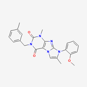 molecular formula C24H23N5O3 B2712472 8-(2-甲氧基苯基)-1,7-二甲基-3-(3-甲基苯基甲基)-1H-咪唑并[2,1-f]嘧啶-2,4(3H,8H)-二酮 CAS No. 877643-87-3