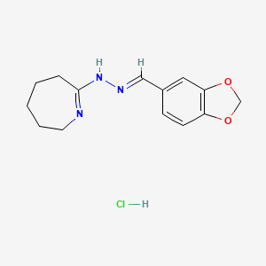 molecular formula C14H18ClN3O2 B2712477 (E)-2-((E)-(benzo[d][1,3]dioxol-5-ylmethylene)hydrazono)azepane hydrochloride CAS No. 481041-14-9