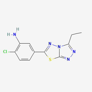 molecular formula C11H10ClN5S B2712485 2-Chloro-5-(3-ethyl[1,2,4]triazolo[3,4-b][1,3,4]thiadiazol-6-yl)aniline CAS No. 945314-60-3