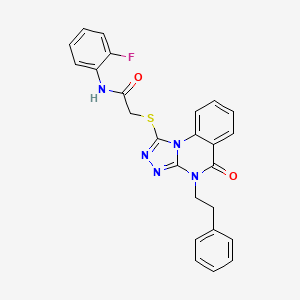 molecular formula C25H20FN5O2S B2712488 N-(2-fluorophenyl)-2-((5-oxo-4-phenethyl-4,5-dihydro-[1,2,4]triazolo[4,3-a]quinazolin-1-yl)thio)acetamide CAS No. 1111020-78-0