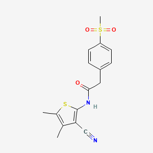 molecular formula C16H16N2O3S2 B2712492 N-(3-氰-4,5-二甲基噻吩-2-基)-2-(4-(甲磺基)苯基)乙酰胺 CAS No. 941931-09-5