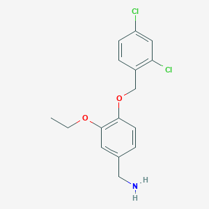 molecular formula C16H17Cl2NO2 B2712496 1-{4-[(2,4-Dichlorobenzyl)oxy]-3-ethoxyphenyl}methanamine CAS No. 932890-93-2