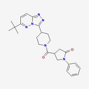 4-(4-{6-Tert-butyl-[1,2,4]triazolo[4,3-b]pyridazin-3-yl}piperidine-1-carbonyl)-1-phenylpyrrolidin-2-one