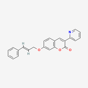 molecular formula C23H17NO3 B2712504 7-{[(2E)-3-phenylprop-2-en-1-yl]oxy}-3-(pyridin-2-yl)-2H-chromen-2-one CAS No. 308298-01-3