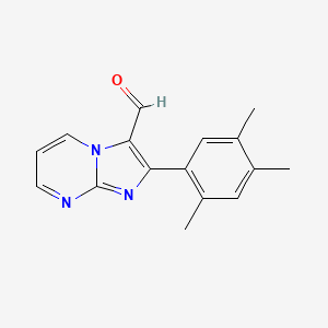 molecular formula C16H15N3O B2712517 2-(2,4,5-三甲基苯基)咪唑并[1,2-a]嘧啶-3-甲醛 CAS No. 891767-38-7