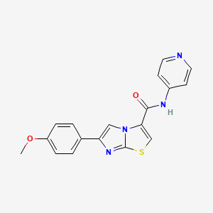molecular formula C18H14N4O2S B2712534 6-(4-methoxyphenyl)-N-(pyridin-4-yl)imidazo[2,1-b]thiazole-3-carboxamide CAS No. 1021218-24-5
