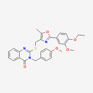 2-(((2-(4-ethoxy-3-methoxyphenyl)-5-methyloxazol-4-yl)methyl)thio)-3-(4-methoxybenzyl)quinazolin-4(3H)-one