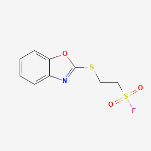 molecular formula C9H8FNO3S2 B2712539 (2-Benzoxazol-2-ylthioethyl)fluorosulfone CAS No. 303016-50-4