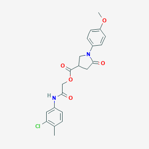 molecular formula C21H21ClN2O5 B271255 2-(3-Chloro-4-methylanilino)-2-oxoethyl 1-(4-methoxyphenyl)-5-oxo-3-pyrrolidinecarboxylate 