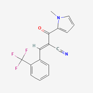 molecular formula C16H11F3N2O B2712555 (E)-2-(1-methylpyrrole-2-carbonyl)-3-[2-(trifluoromethyl)phenyl]prop-2-enenitrile CAS No. 900019-54-7