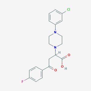 molecular formula C20H20ClFN2O3 B2712563 2-[4-(3-氯苯基)哌嗪-1-基]-4-(4-氟苯基)-4-氧代丁酸 CAS No. 301194-46-7