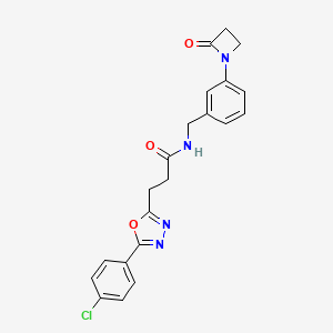 molecular formula C21H19ClN4O3 B2712564 3-[5-(4-chlorophenyl)-1,3,4-oxadiazol-2-yl]-N-{[3-(2-oxoazetidin-1-yl)phenyl]methyl}propanamide CAS No. 1808635-64-4