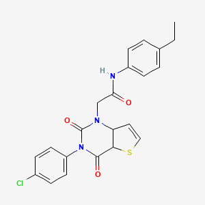 molecular formula C22H18ClN3O3S B2712572 2-[3-(4-chlorophenyl)-2,4-dioxo-1H,2H,3H,4H-thieno[3,2-d]pyrimidin-1-yl]-N-(4-ethylphenyl)acetamide CAS No. 1260634-75-0