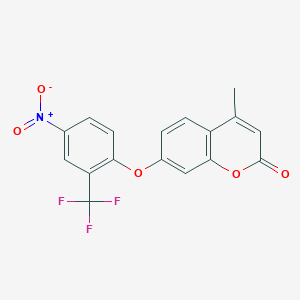 molecular formula C17H10F3NO5 B2712574 4-methyl-7-[4-nitro-2-(trifluoromethyl)phenoxy]-2H-chromen-2-one CAS No. 433254-36-5