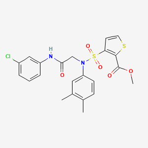 molecular formula C22H21ClN2O5S2 B2712579 甲酸甲酯 3-[{2-[(3-氯苯基)氨基]-2-氧代乙基}(3,4-二甲基苯基)磺酰胺基]噻吩-2-甲酸酯 CAS No. 941962-17-0